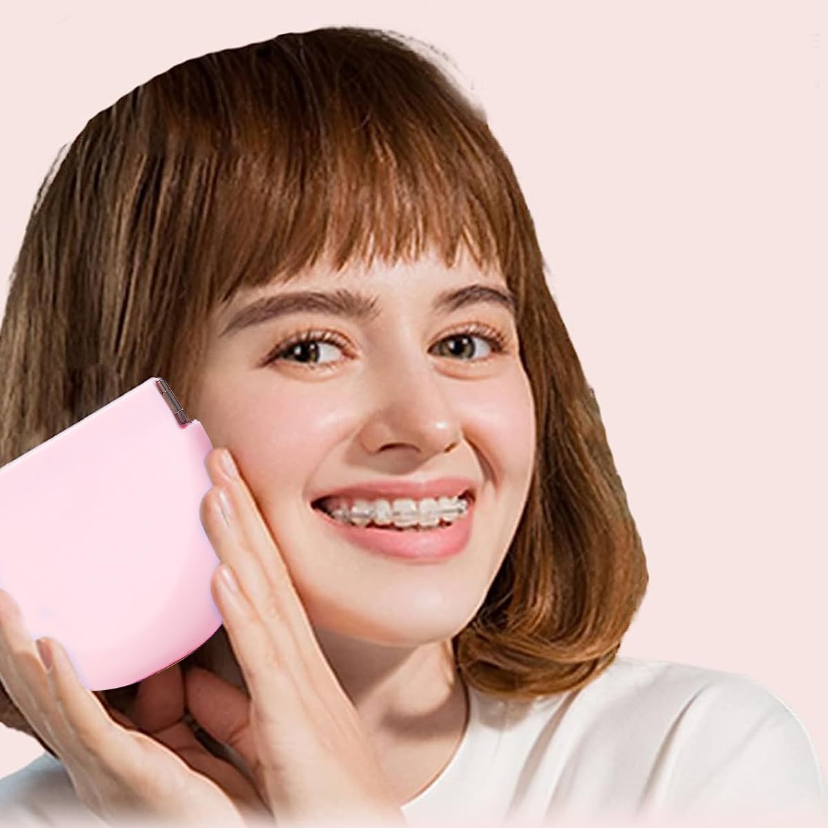 HANNEA Silicone Retainer Case for Aligners and Mouth Guards with Vent Holes | 90×75mm Food Grade Pink Pouch