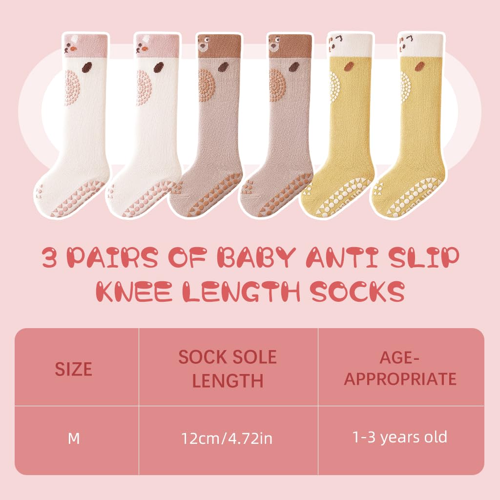 SNOWIE SOFT Baby Girls Knee High Stockings with Breathable Mesh Cotton | 3 Pairs for 0–3 Years