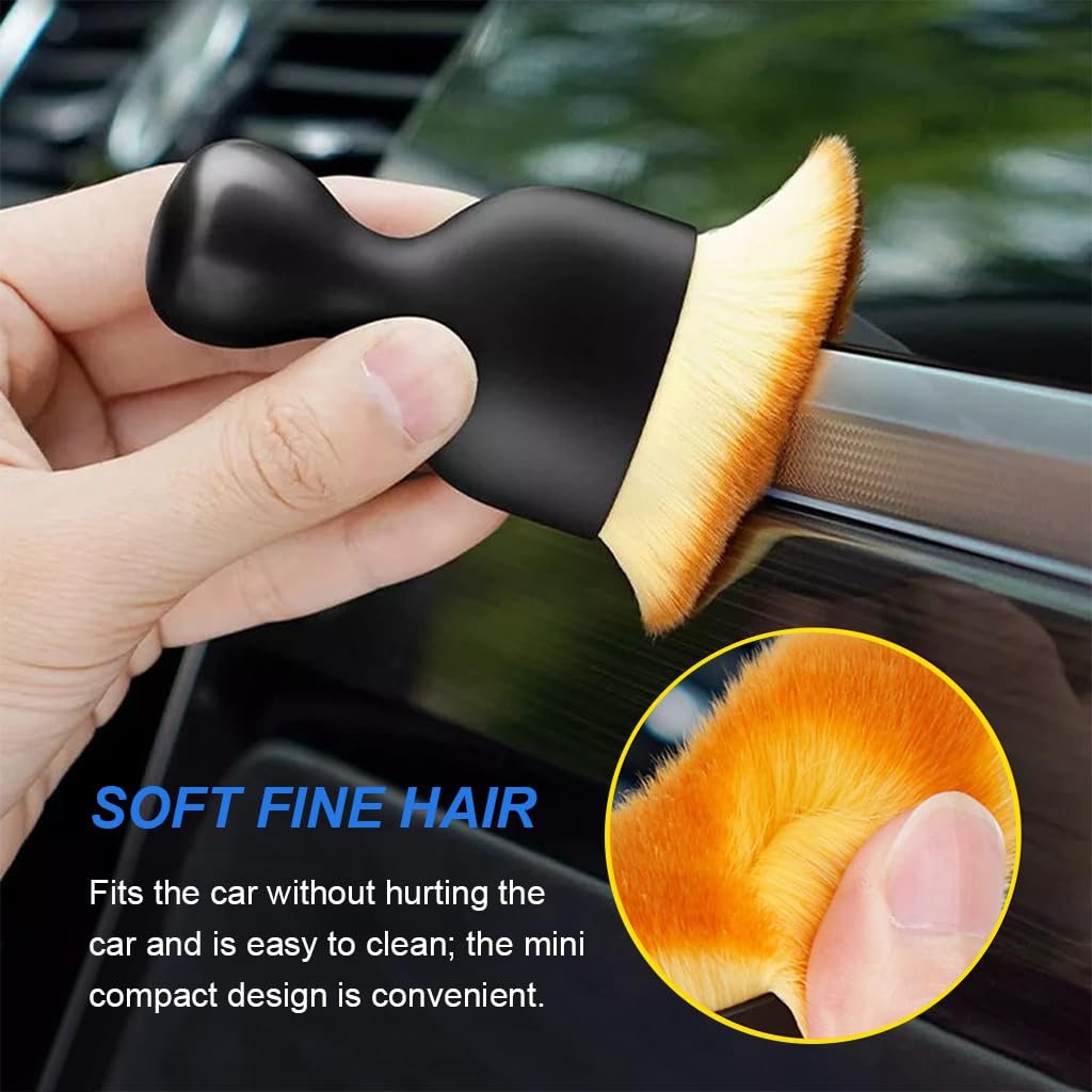 STHIRA Car Brush for Detailing Interior with Soft Nanofiber Bristles 2 Pack | Scratch Free Dusting Tool