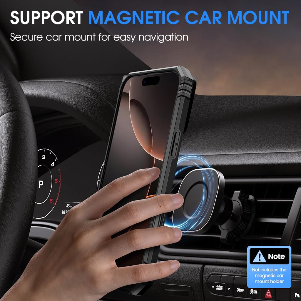 ZORBES Phone Cover Case for iPhone 16 Pro with Magnetic Stand and Sliding Camera Lens Cover