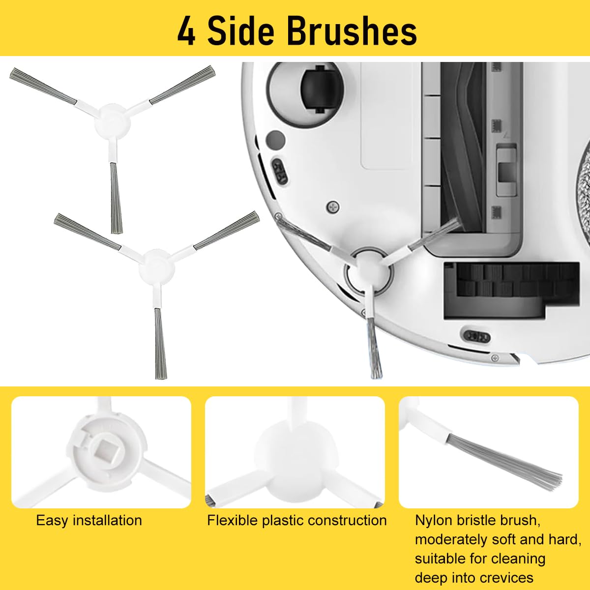 HASTHIP Vacuum Cleaner Accessories for Dreame L10s Ultra with 10 Piece Kit | 4 Side Brushes and Dust Bags