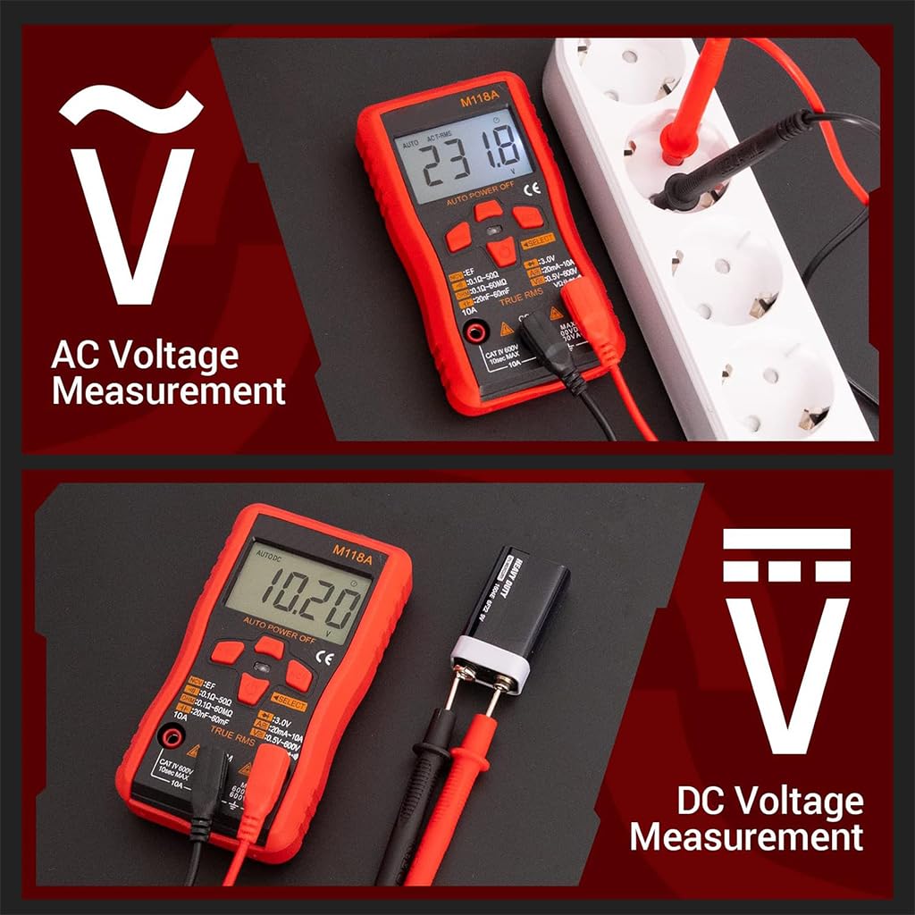 Serplex® Digital Multimeter 6000 Counts Versatile AC/DC Voltage Tester, Portable Voltmeter with NVC, Continuous LCD Display, Auto Range, LED Flashlight, Non Contact Detection (No Battery)