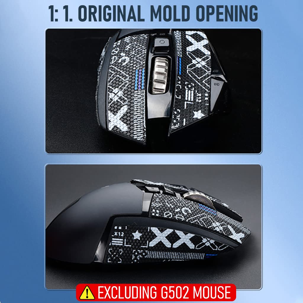 Mouse Grip Tape for Logitech G Pro Wireless featuring Pre‑Cutted Self‑Adhesive Anti‑Slip Skin | Light Black