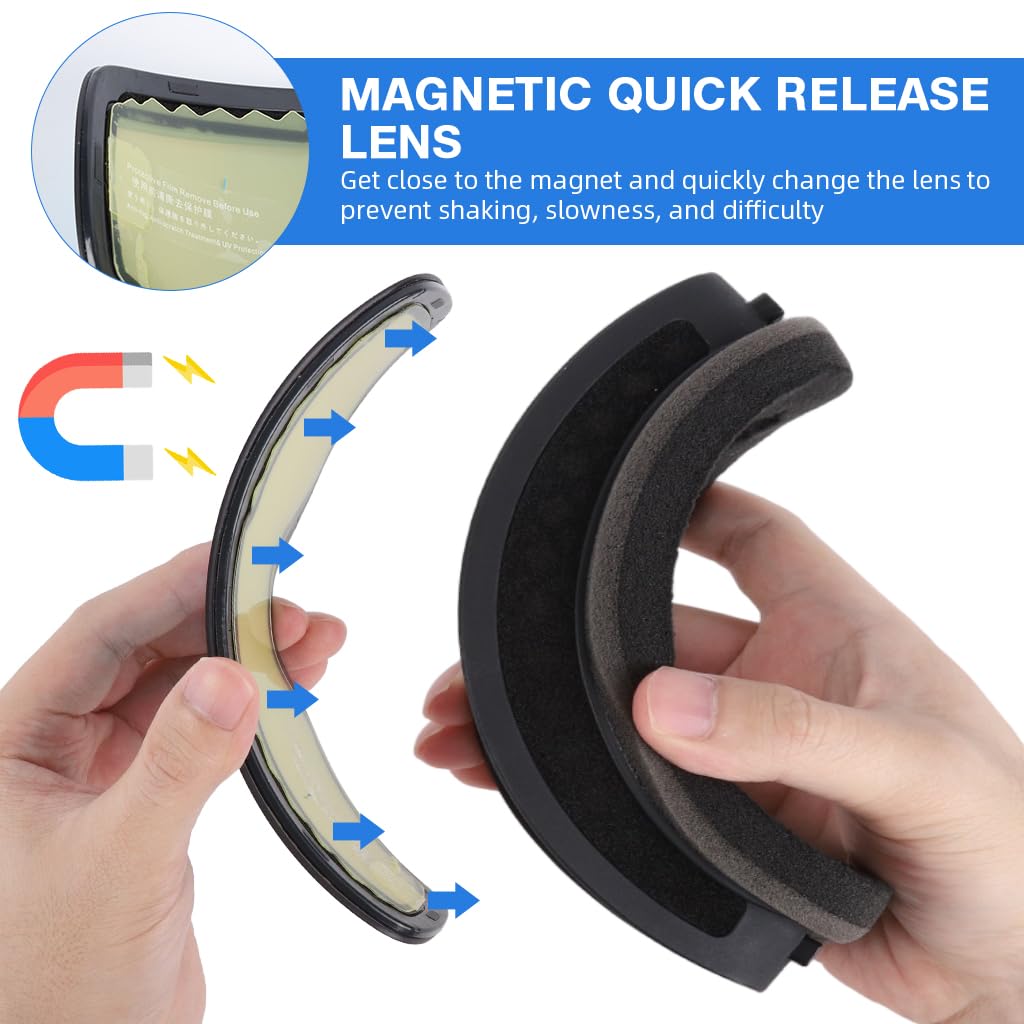 PROBEROS Ski Goggle for Snow Sports with UV400 Anti Glare Magnetic Lens | Men and Women