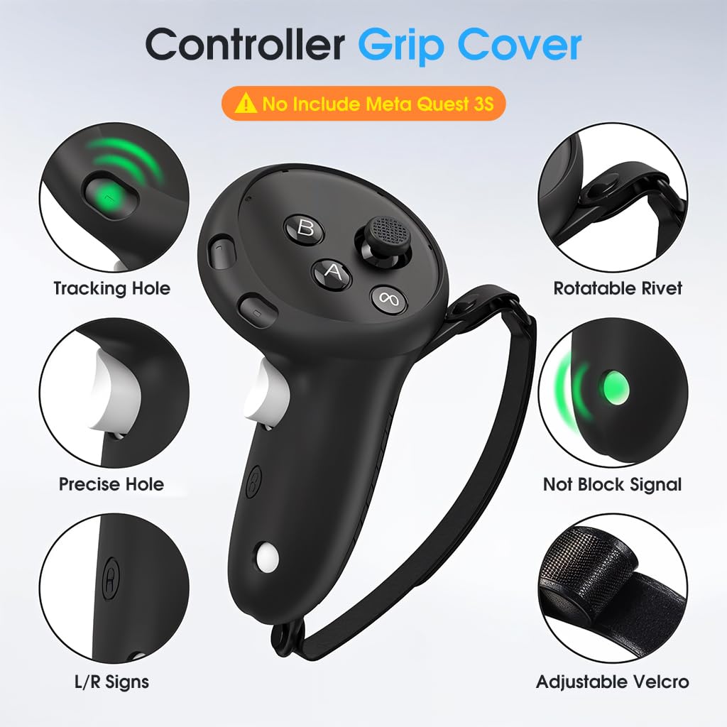 ZORBES Silicone Accessories for Meta Quest 3S featuring 5‑in‑1 Protective Case Set | Face Pad and Lens Cover