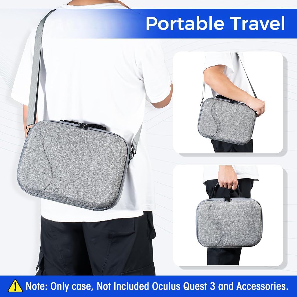 ZORBES Carrying Case for Meta Quest 3 with Dual Zipper and Elastic Fasten Belt | 13.6 x 10.4 x 5.1 in Hard Nylon Travel Bag