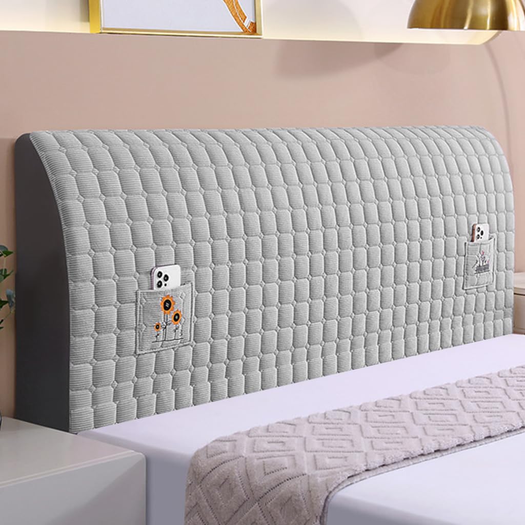 Supvox Stretch Headboard Cover 62.9x25.6 in for Double Beds with Quilted Fabric & Elastic Bottom