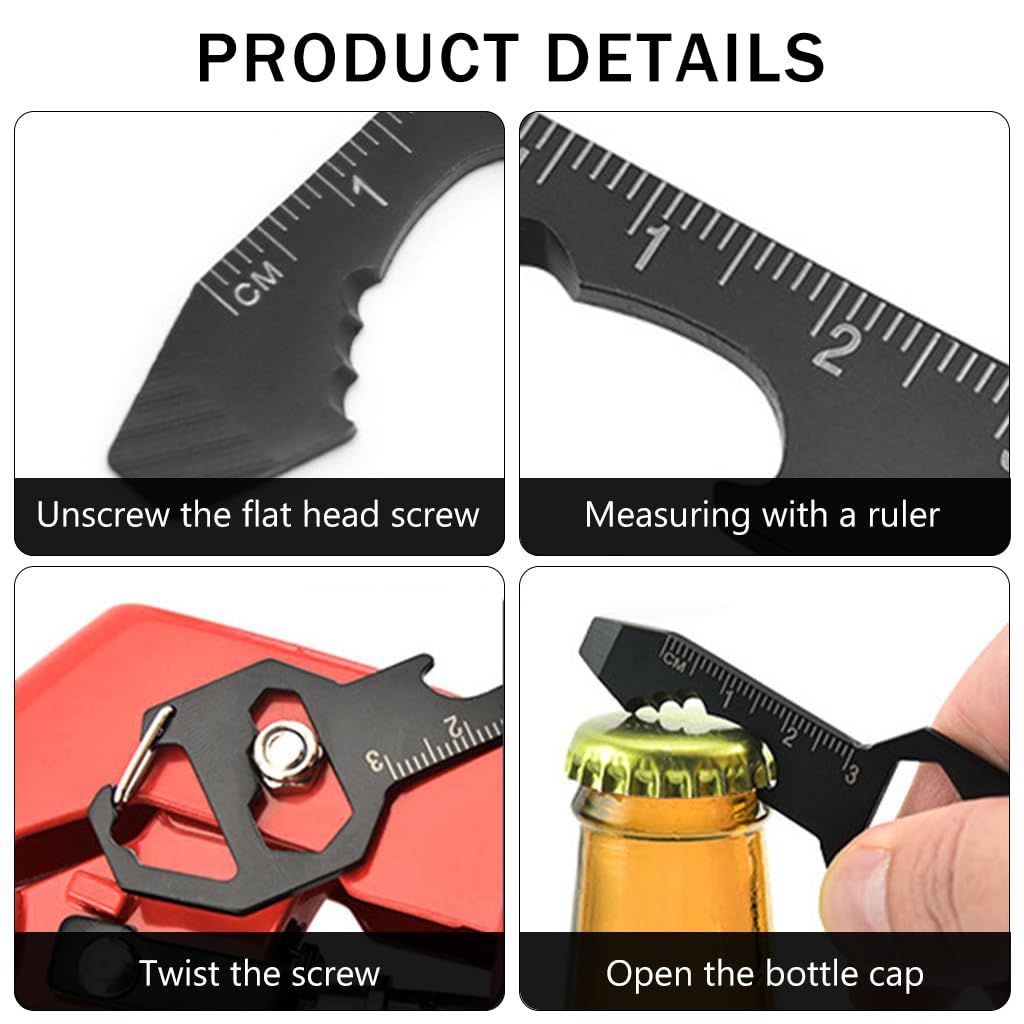 Proberos® Multi Tool for Keychain Carabiner Tool All In One Multifunctional Tool Bottle Opener Mini Scale Hex Wrench Tool Creative Key-shaped Multifunctional Tool for Camping, Hiking, Daily