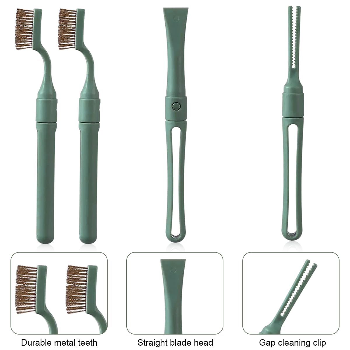 MAYCREATE® Hair Brush Cleaning Tool Comb Cleaning Brush Hair brush Cleaner Comb, 5-in-1 Hair Brush Cleaning Tool, Hair Brush Remover Rake for Removing Hair Dust,Home and Salon Use(Green)