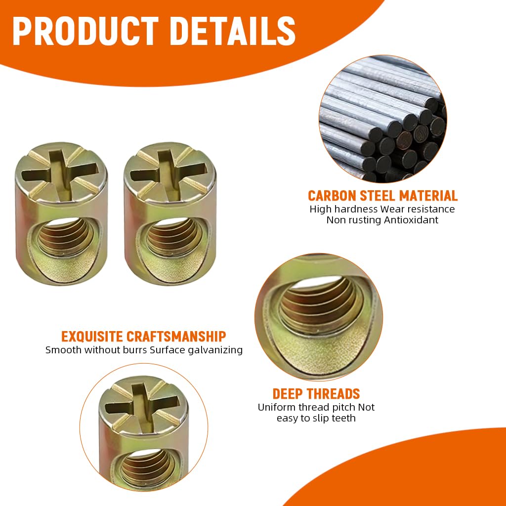 Serplex Hammer Head Nuts for Furniture Assembly with Cross-Hole Design | 30 Pcs Zinc Alloy Set