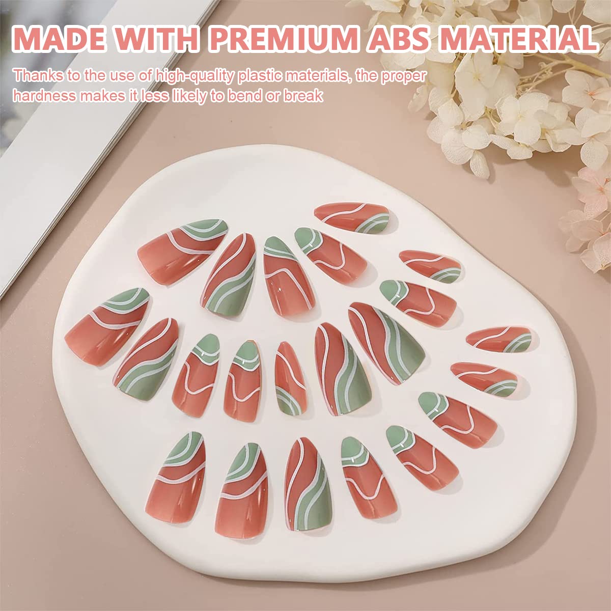 MAYCREATE Press on Nails for DIY Nail Art with 24pcs Full Cover ABS Design | French Style
