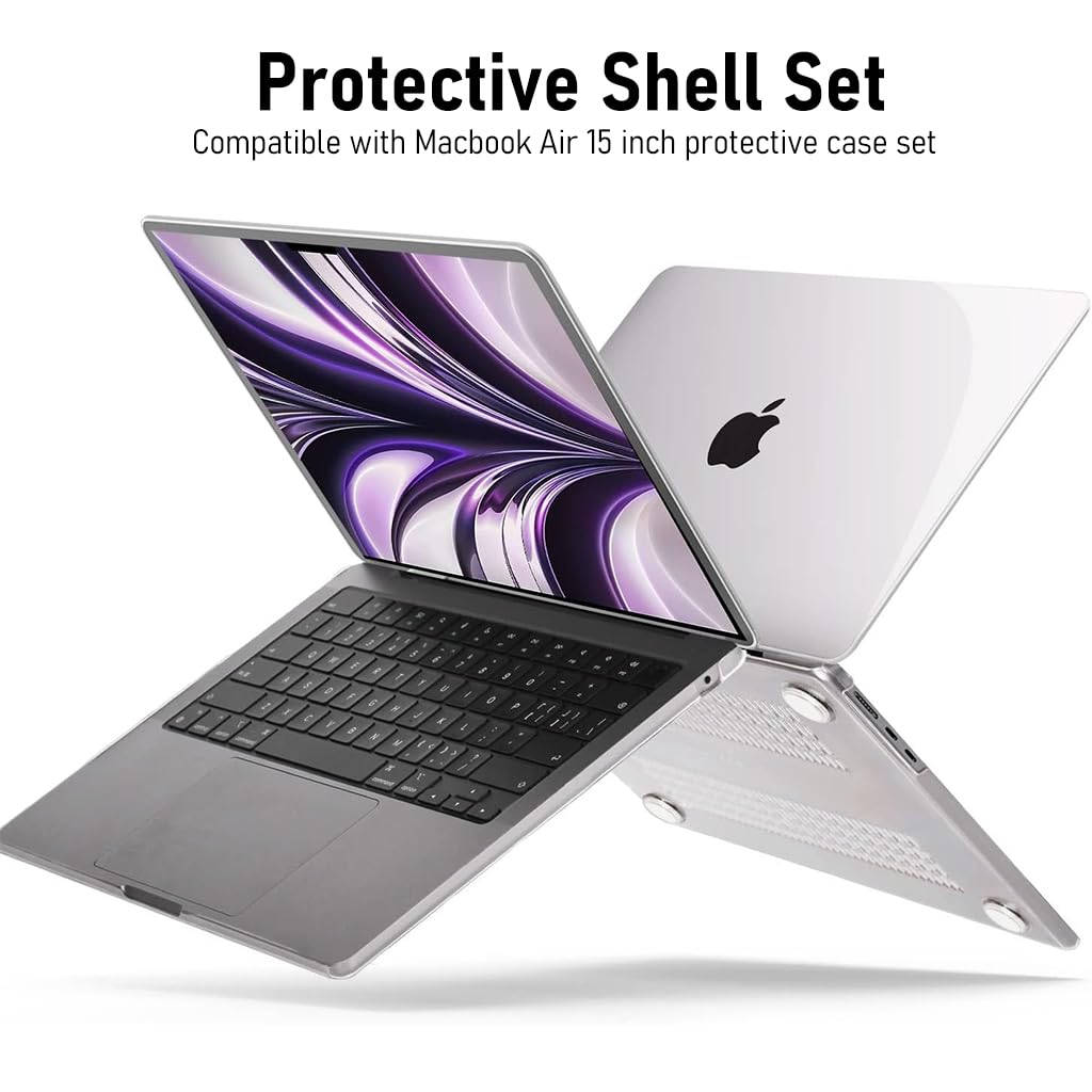 ZORBES Laptop Case Cover for MacBook Air 15 inch 2023 Release M2 Chip Model A2941 with Touch ID Retina Display, Crystal Clear - Ultimate Protection with Keyboard Cover & Screen Protector