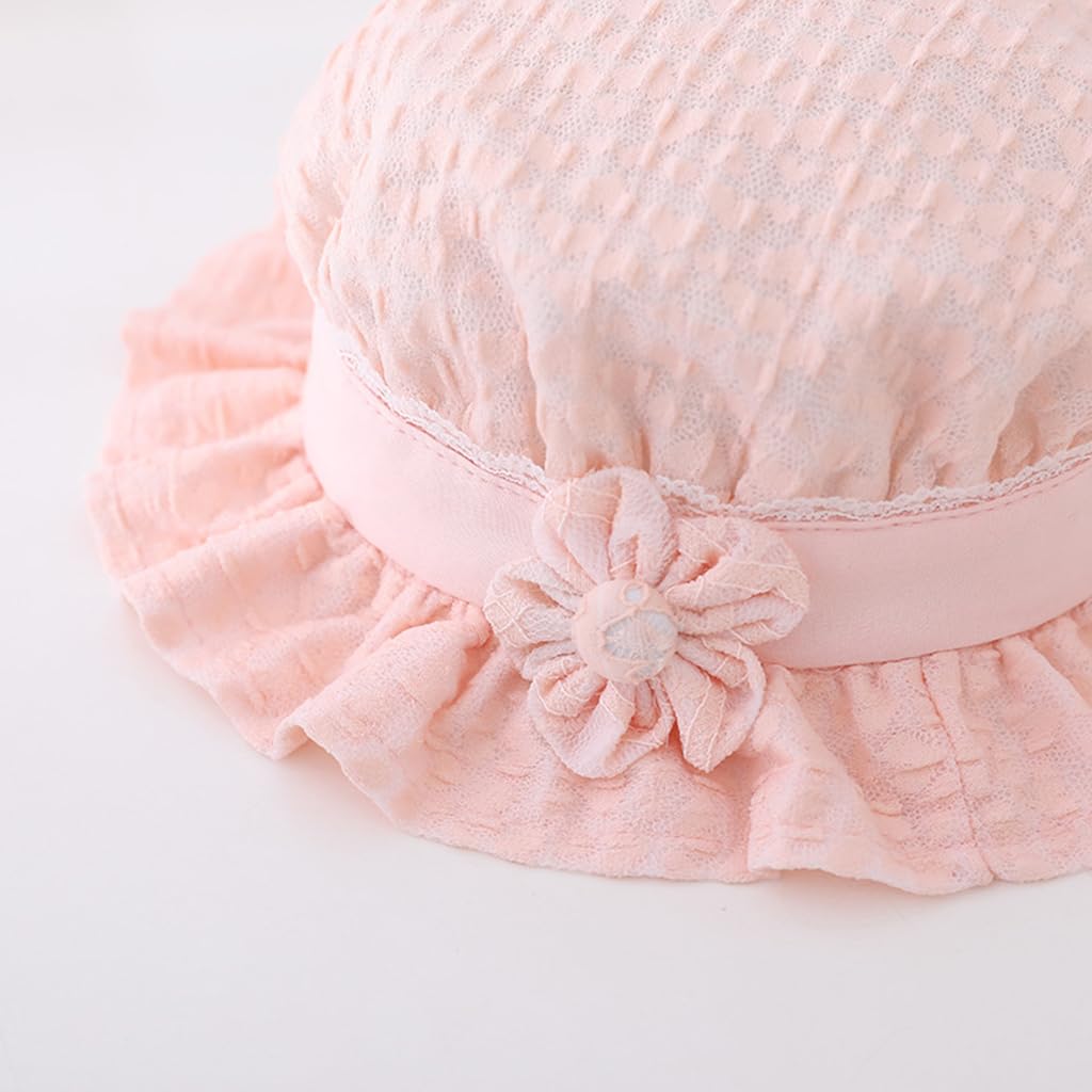 SNOWIE SOFT® Baby Sun Hat Toddler Girls Sun Cap Breathable Cotton Sun Cap Bucket Hat Cute Floral Embossing Baby Girls Hat Birthday Gift for Girls 6-18 Months