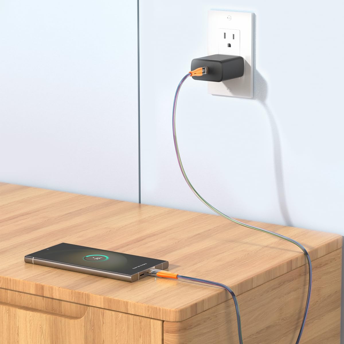 Verilux USB C Cable 240W 3 in 1 5.9ft for Fast Charging featuring 180° Magnetic Connector | 480Mbps Data Transfer