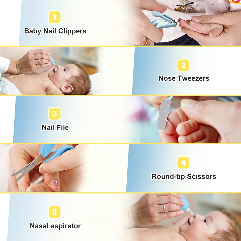 SNOWIE SOFT Baby Grooming Tool Kit with Travel Case Set of 12 pcs for Newborn Care | BPA Free