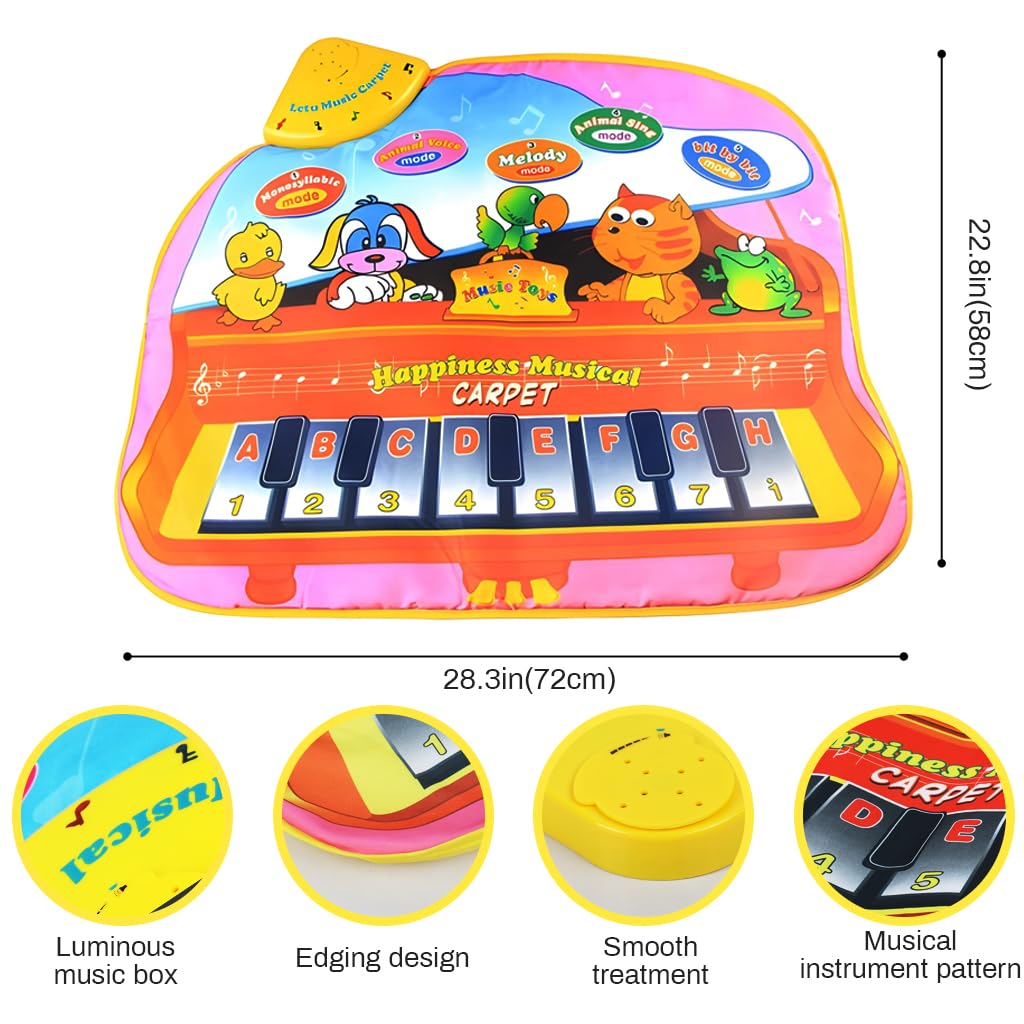 ZIBUYU Musical Mat for Kids 22.83x28.35 in with 8 Piano Keys & Smart Chip | Educational Toy