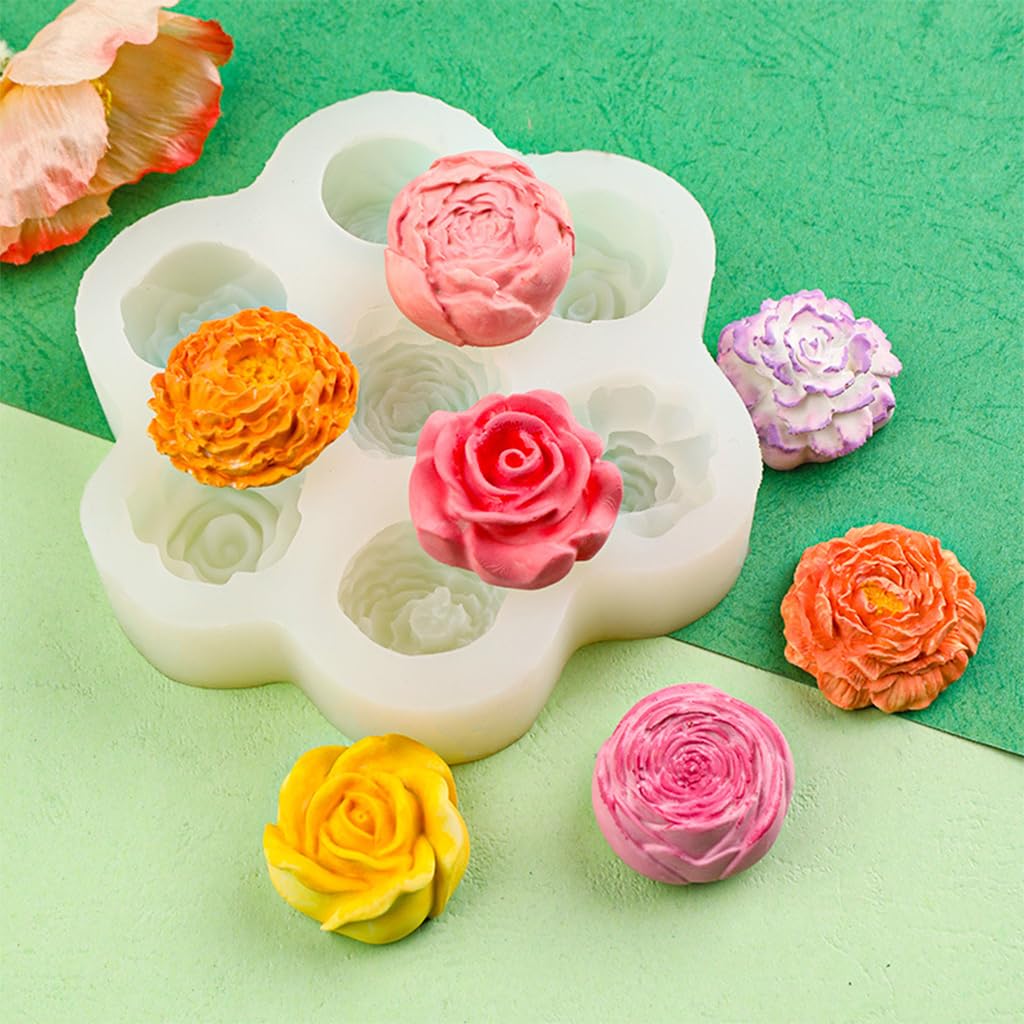 ZIBUYU 3D Candle Mould for DIY Soap and Chocolate featuring 7 Flower Chambers | Food Grade Silicone