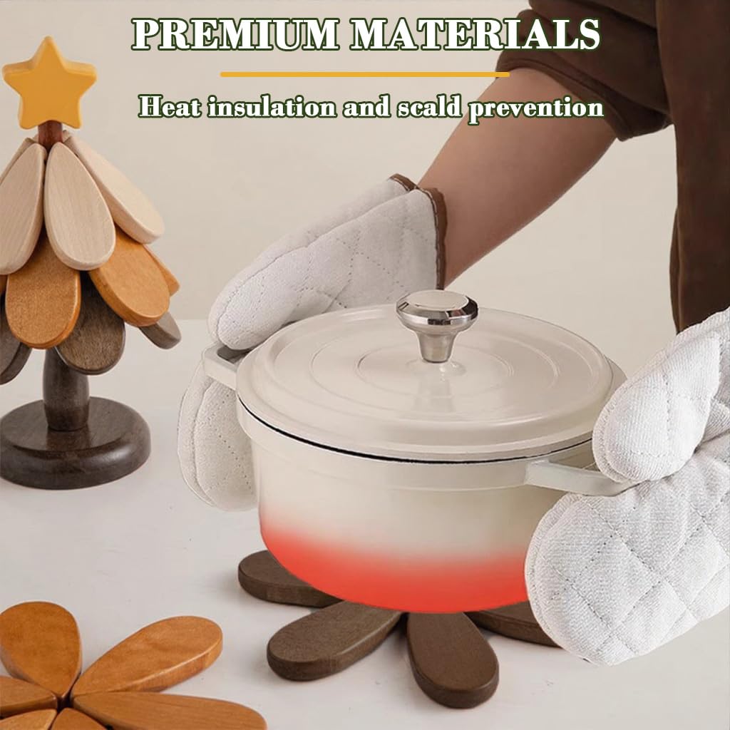 HASTHIP Wooden Coasters Set for Dining Table with Tree Shaped Holder and Rustic Floral Design | 3pcs Heat Resistant Cup Mats