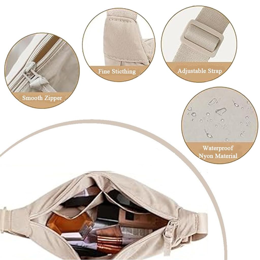 Zibuyu Crescent Bag for Daily Use with 12x3.5x6.5 in Capacity featuring Adjustable Strap & Waterproof Nylon Design
