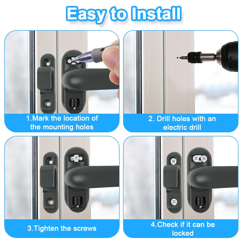 HASTHIP Casement Window Lock Kit for Push Out or Crank Windows with 4 Screws | Aluminum Alloy Right Handle featuring Adjustable Direction