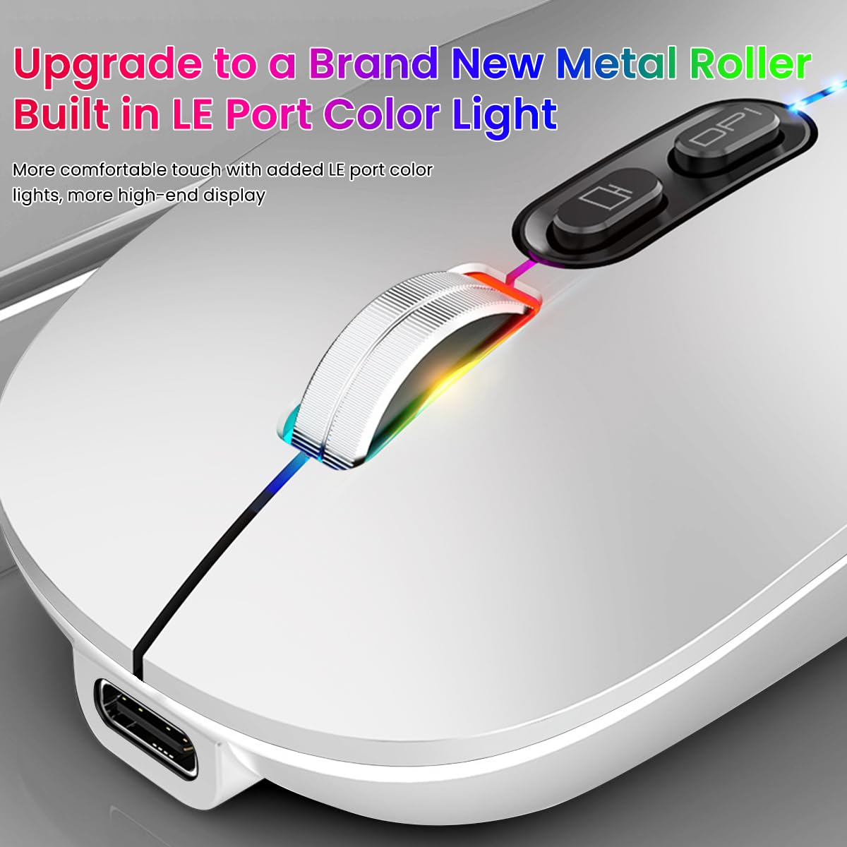 Verilux® Wireless Mouse Upgrade Three Modes 2.4G & Bluetooth 3.0 & Bluetooth 5.1 Wireless Fashion Ultra Slim Silent Mouse Game Mouse with Adjustable DPI for iPad, Laptop, PC, Mac, Windows