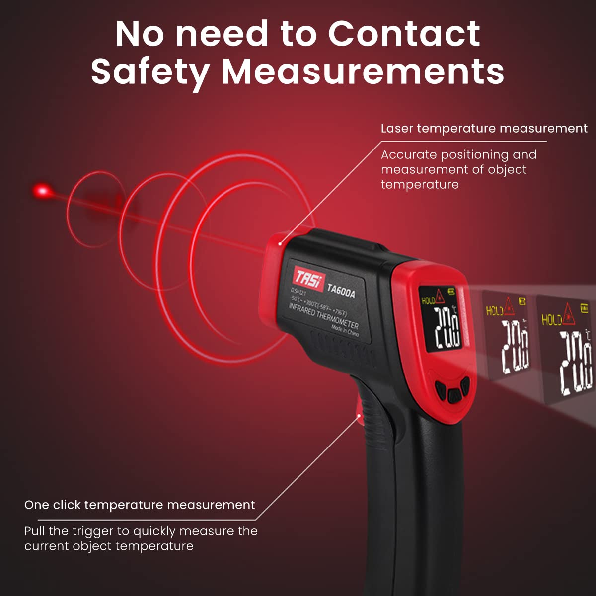 HASTHIP Infrared Thermometer Gun for Household and Industrial Use with 12 Laser Pointers | Measures -50°C to 380°C Non Contact Temperature Gauge
