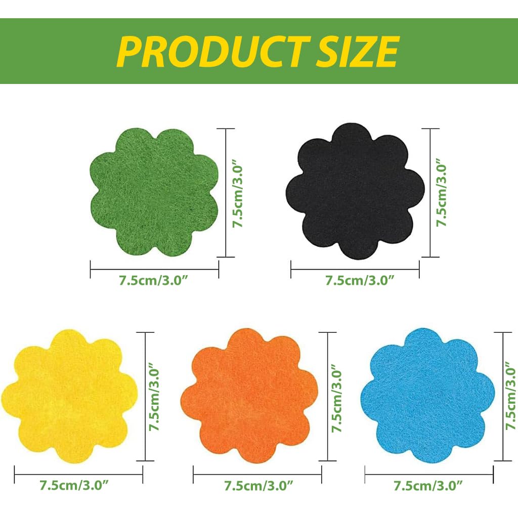 HASTHIP Pot Drainage Barriers for Flower Pots featuring Breathable Fabric 50pcs 2.95in | Colorful Flower-Shaped Liners
