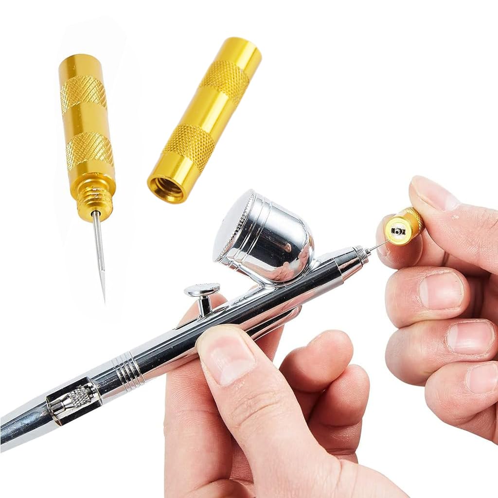 HASTHIP Airbrush Cleaning Brushes Set for Nozzle and Spray Gun Maintenance featuring 5 Micro Brushes & Stainless Steel Tools | Precision Pins and Metal Needles