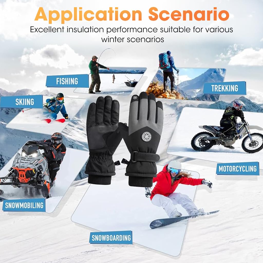 GUSTAVE Polyurethane Winter Gloves for Outdoor Riding with Touchscreen and Anti Slip Palm | 2 Pairs 27 cm Length