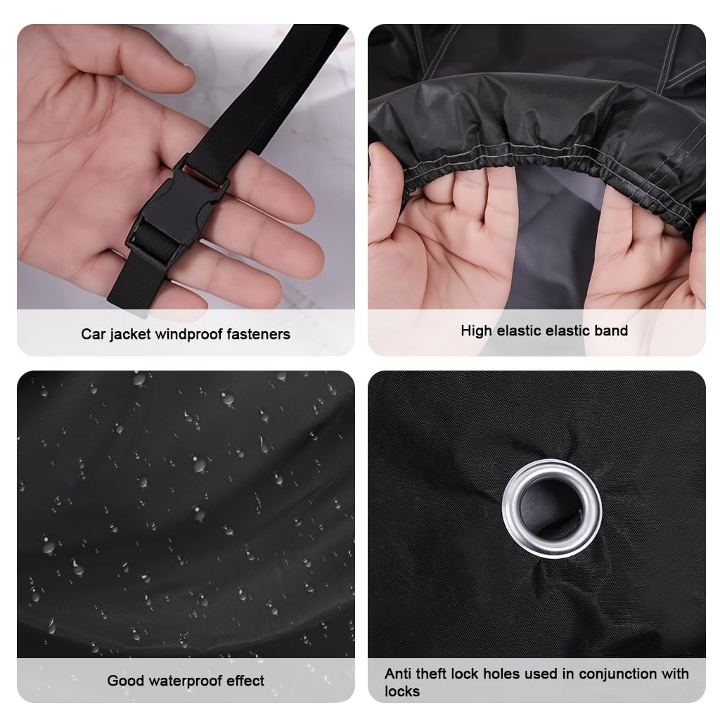 ZIBUYU Motorcycle Cover for All Season Use with Dual Lockholes and Reflective Strips | Waterproof Tearproof Polyester Protection