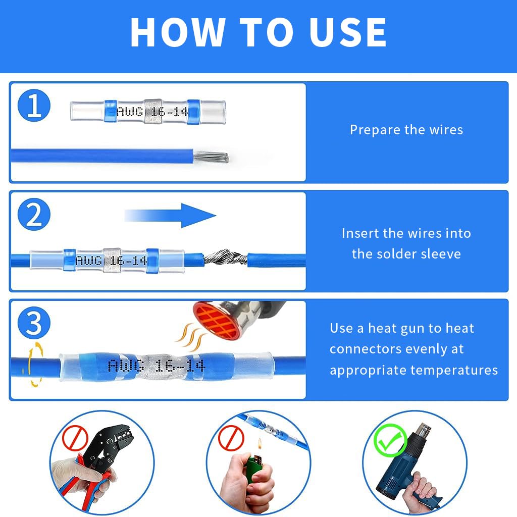 Serplex Solder Seal Wire Connectors 120pcs for Automotive and Marine Wiring | Waterproof Heat Shrink Tube Terminals