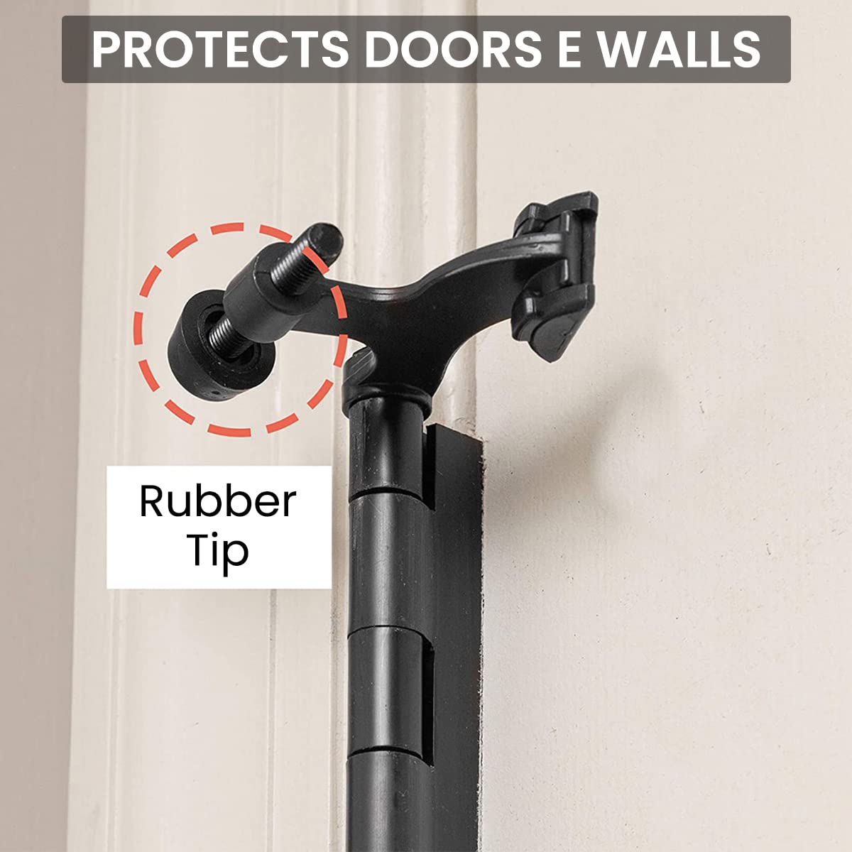HASTHIP Door Stopper for Home with Adjustable Hinge Pin 2pcs 2-1/2x1-3/4 Black | Rubber Bumper