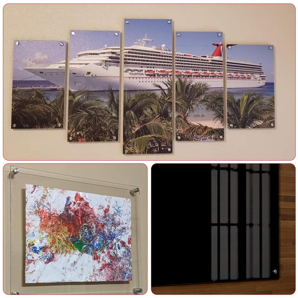 Serplex Standoff Screws for Acrylic and Glass Panels 1.2x2cm with Brushed Finish | Stainless Steel Mounting Set