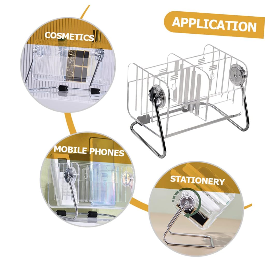 Zibuyu Clear Acrylic Remote Holder for Desk and Table featuring Adjustable Metal Stand | Multi-Functional Organizer for Home and Office