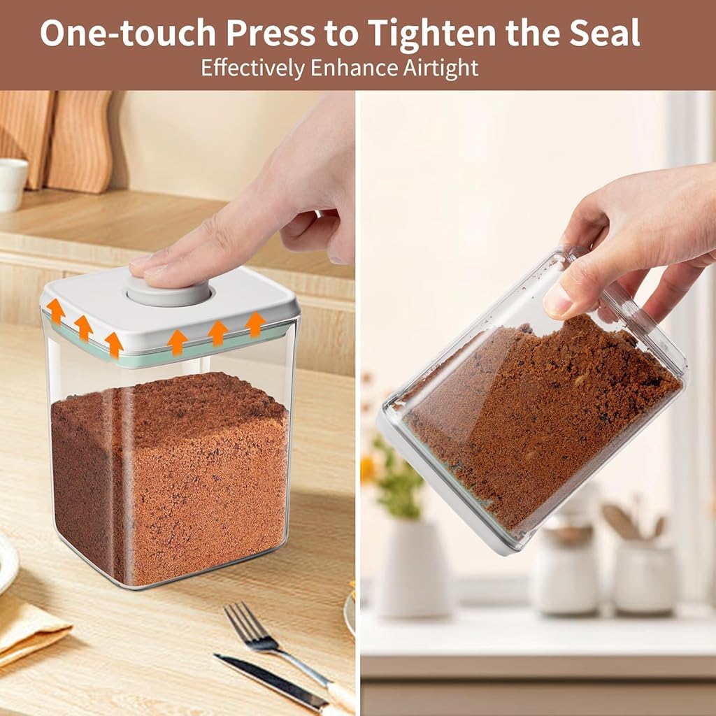 Zibuyu Ground Coffee Saver Container 1250ml for Beans and Cereal with Airtight Lid and Time Tracker