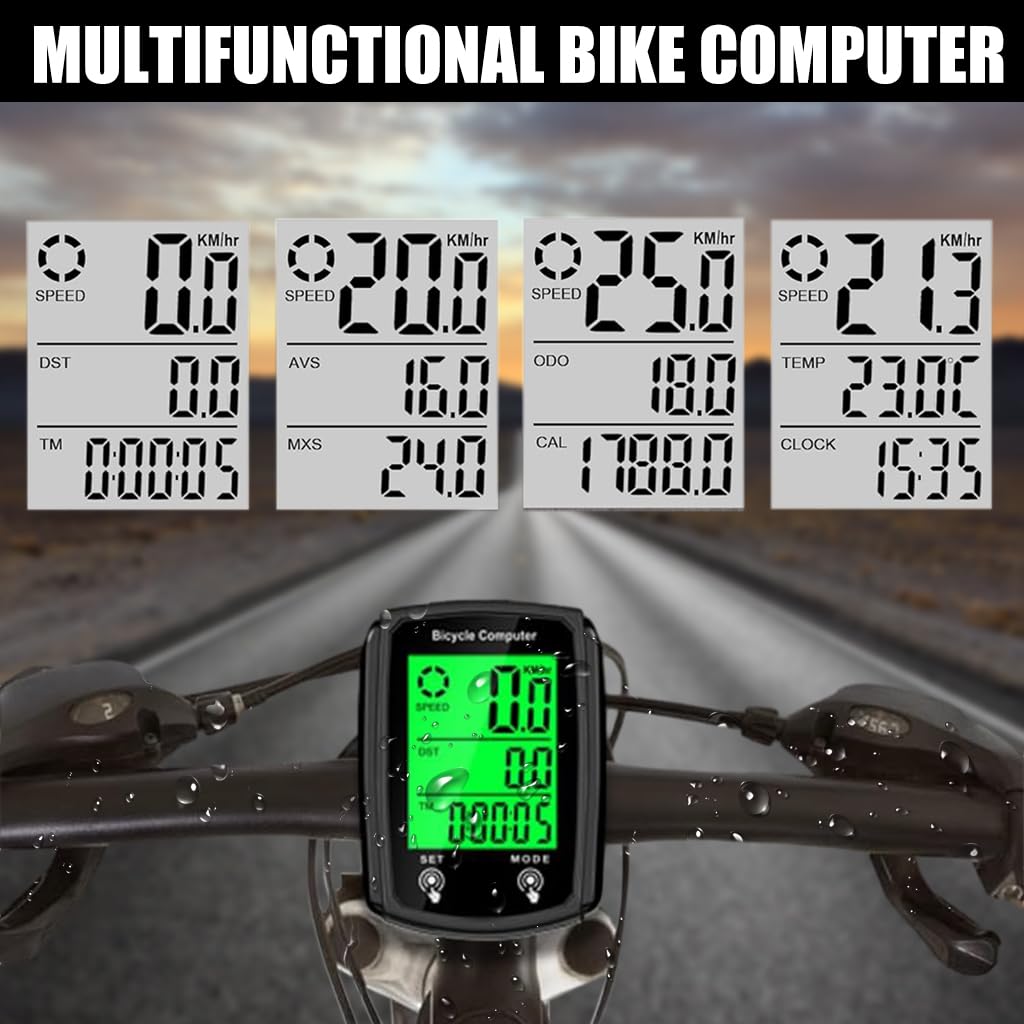 Proberos® Bike Computer and Bicycle Odometer Wired KM/H Bike Speedometer with Automatic Wake-Up Cycling Speed Tracker