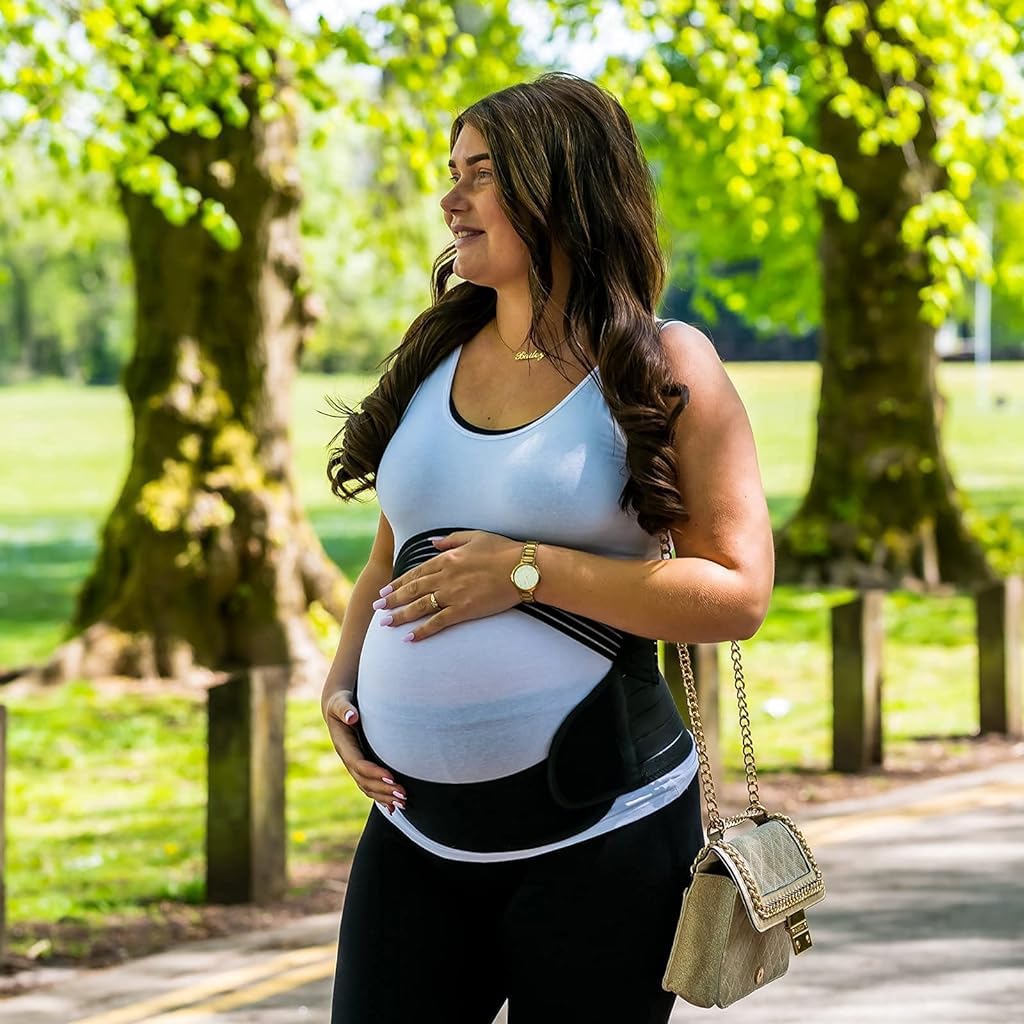HANNEA Maternity Belt for Pregnancy Support with 4 in 1 Adjustable Design and Breathable Mesh | Relieves Pelvic and Back Pain