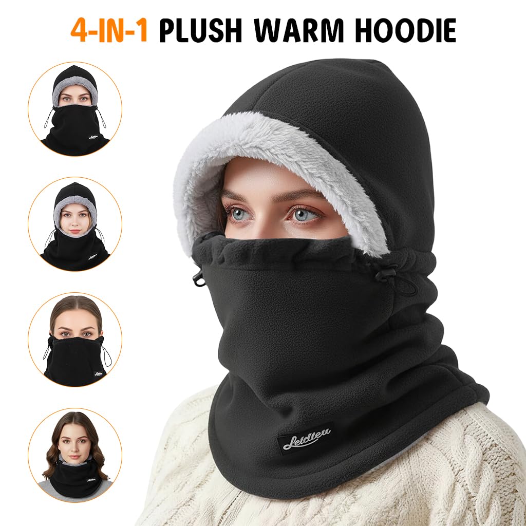SANNIDHI Winter Balaclava for Riding and Skiing featuring Drawstring Face Cover | Warm Fleece Neck Gaiter for Men and Women