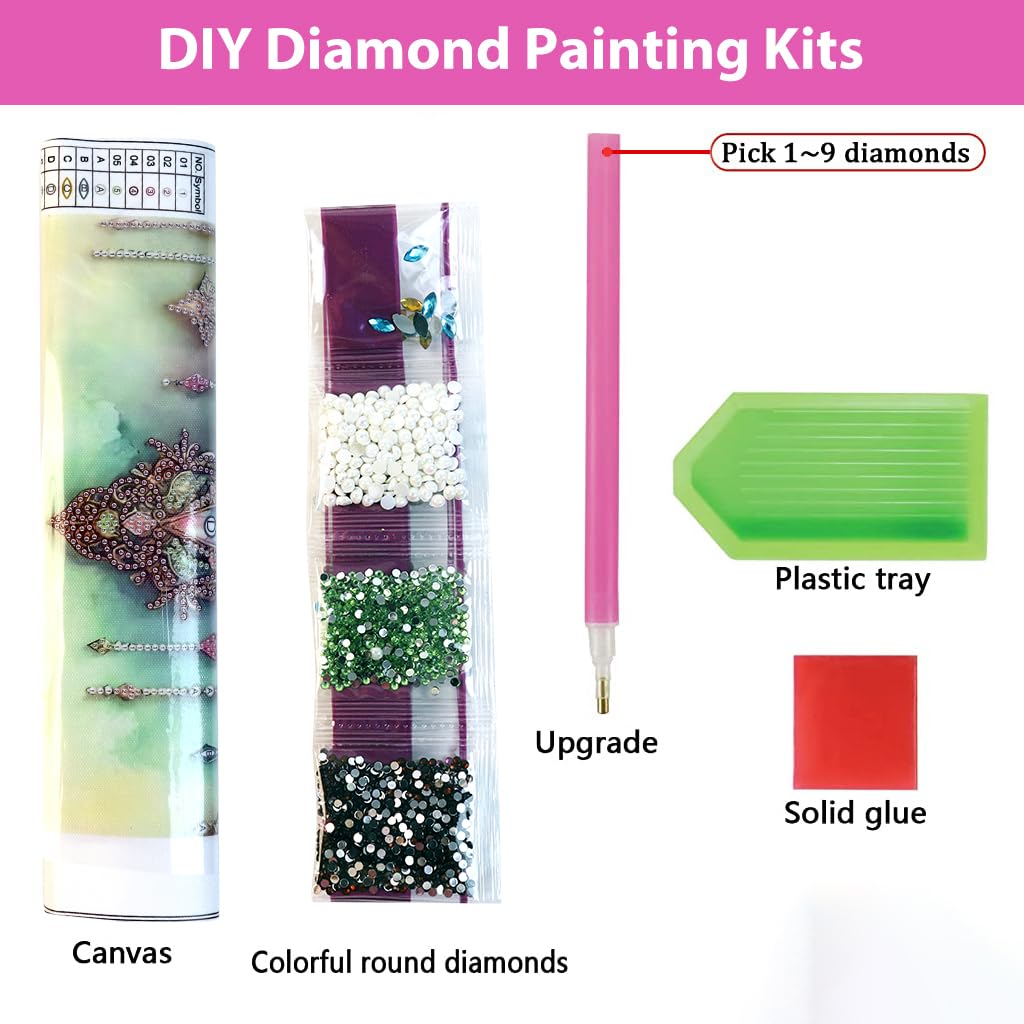 HASTHIP Diamond Art Painting Kit for Home Decor with Tools and Canvas 11.8x15.7 in | DIY Rose Cross Design