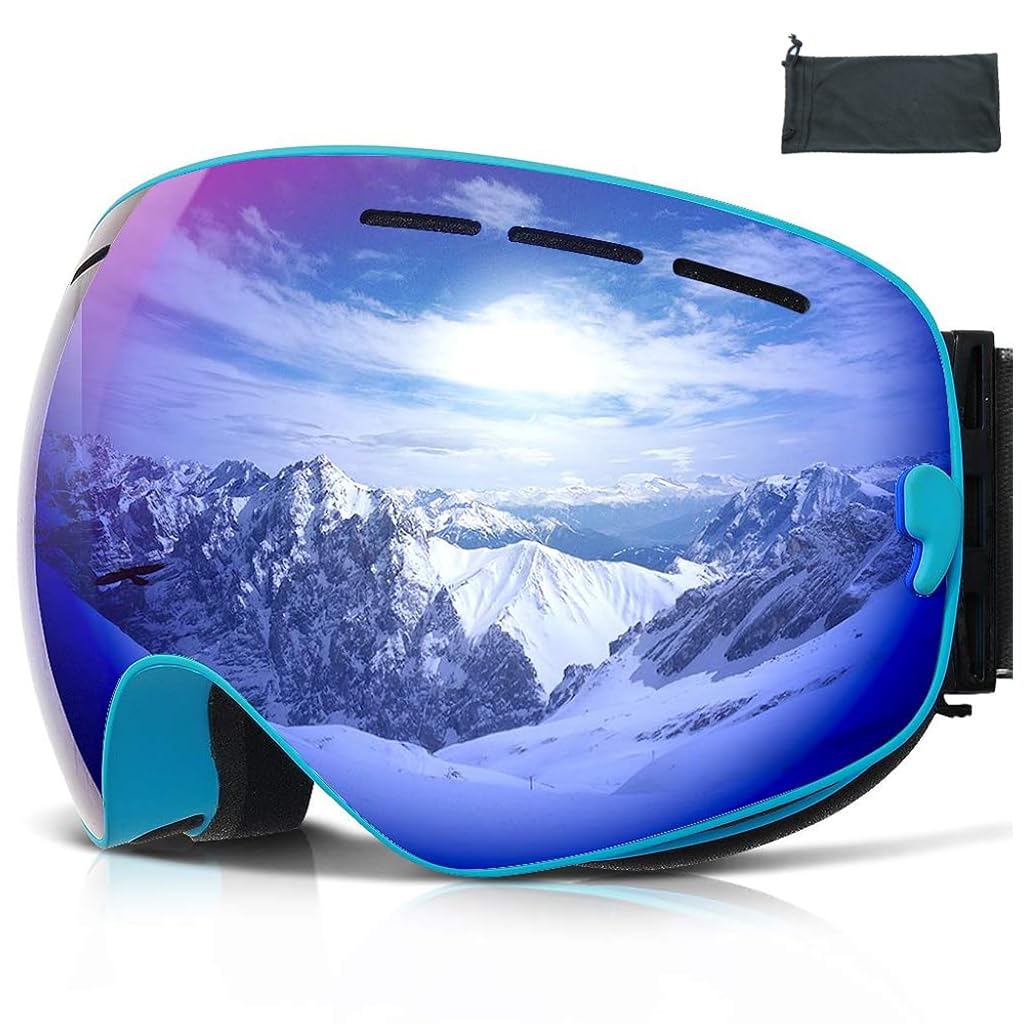 Proberos® Ski Goggles, Outdoor Sport Goggle Ski Goggle, Compatible with Optical Eyeglasses, Unisex Ski Snow Goggles Adjustable Headband Fashion Color Coated Ski Goggle