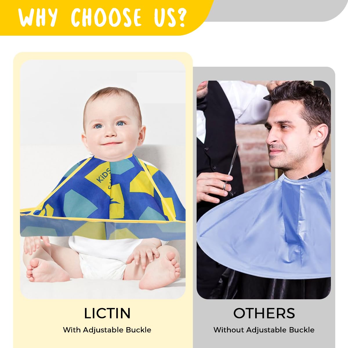 SNOWIE SOFT Hair Cutting Cape for Kids with Umbrella Hair Catcher and 30–40 cm Adjustable Neck | Waterproof Polyester Apron for Home or Salon Use