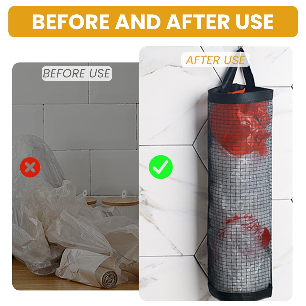 ZIBUYU Plastic Bag Dispenser for Kitchen Storage with Hanging Loop and Breathable Mesh | 2 Pack