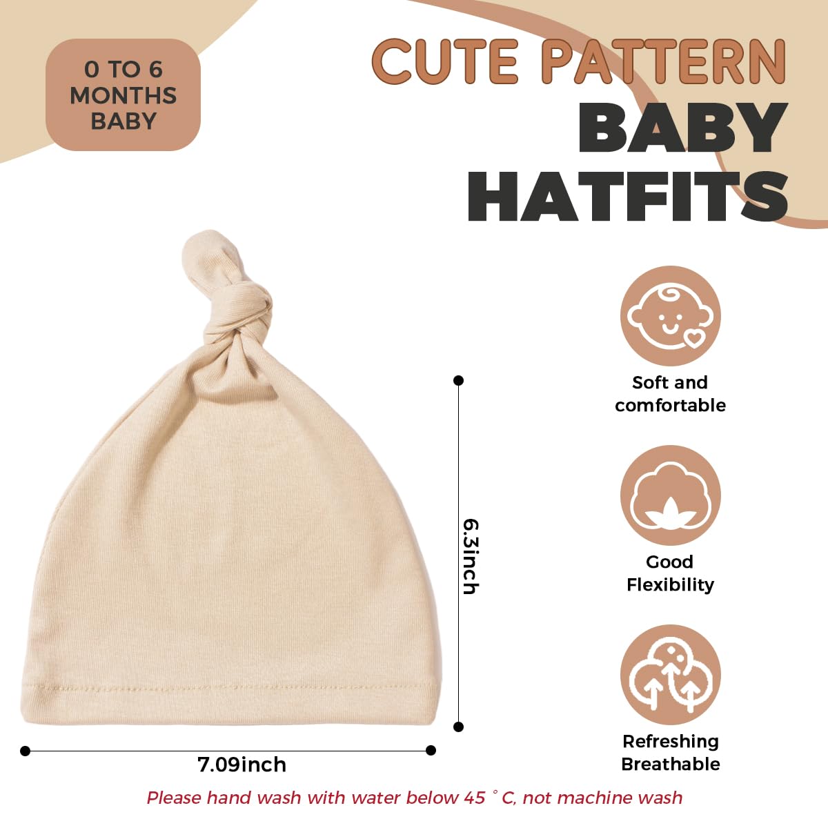 SNOWIE SOFT Baby Beanies 3Pcs Set for 0–24 Months with Stretch Fit and Soft Polyester | Warm Hats for Newborn Boys and Girls