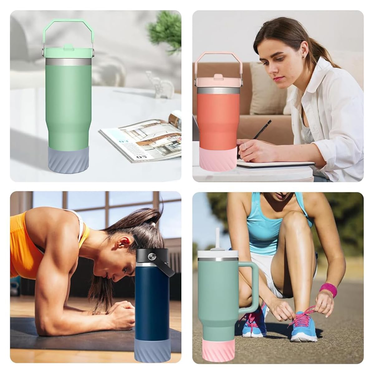 HASTHIP Water Bottle Protective Silicone Boot for Stanley 40oz | 7.5cm Anti‑Slip Bottom Protector in Purple