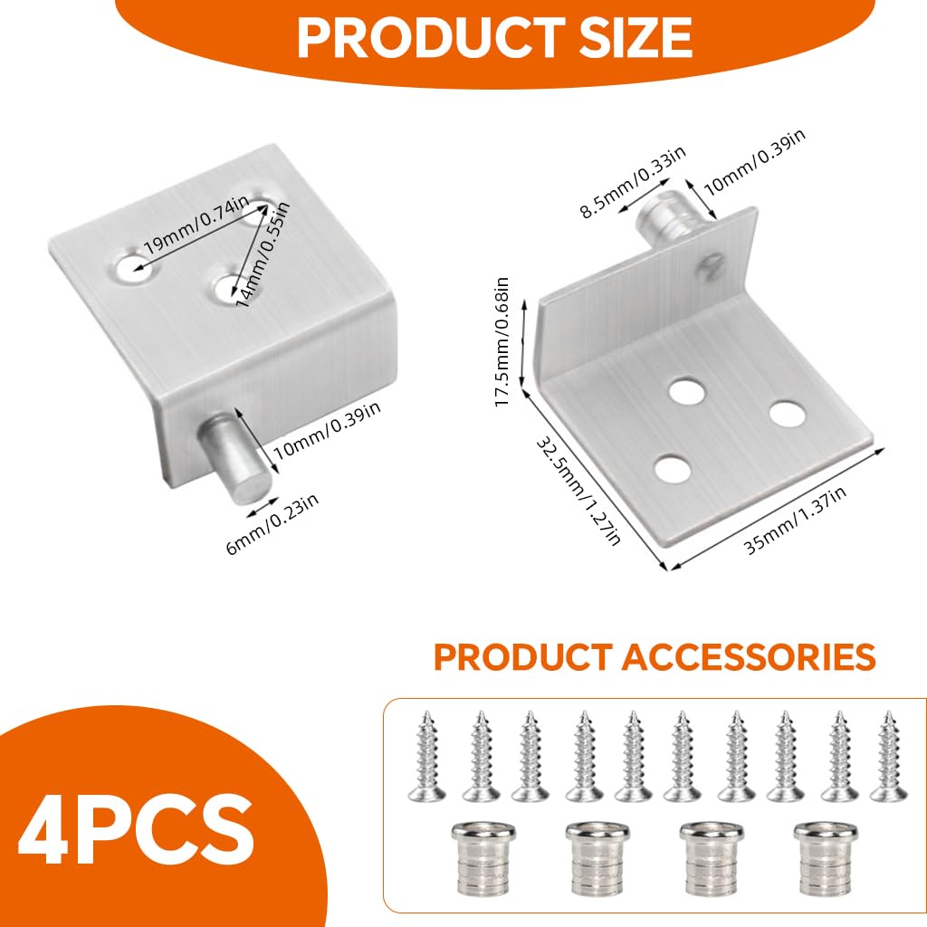 Serplex Door Hinges for Shaft Duct and Wooden Cabinets featuring Silent Shaft Mechanism | 2 Sets Stainless Steel Concealed Mount Design