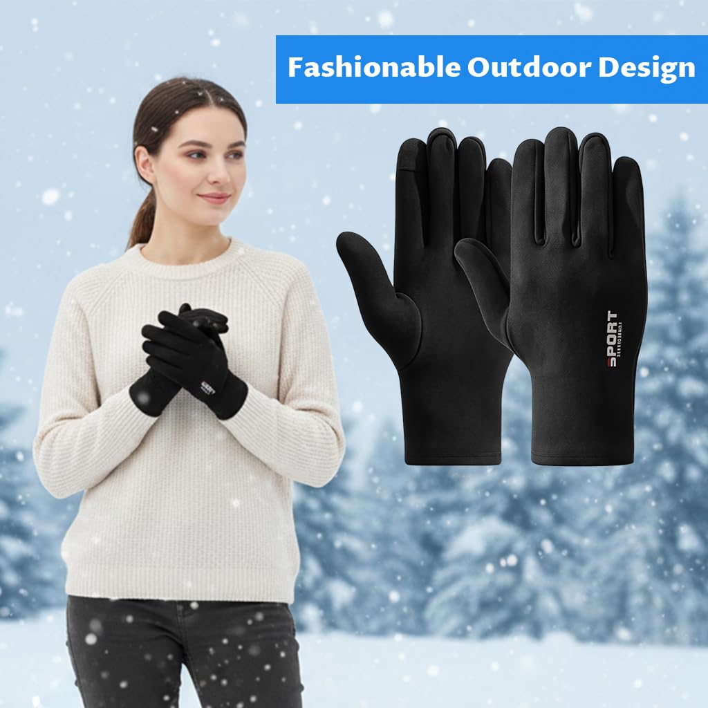 PROBEROS Winter Gloves for Men with Touch Screen Fingertips and Non Slip Palm | Fleece Lined for Cycling and Driving