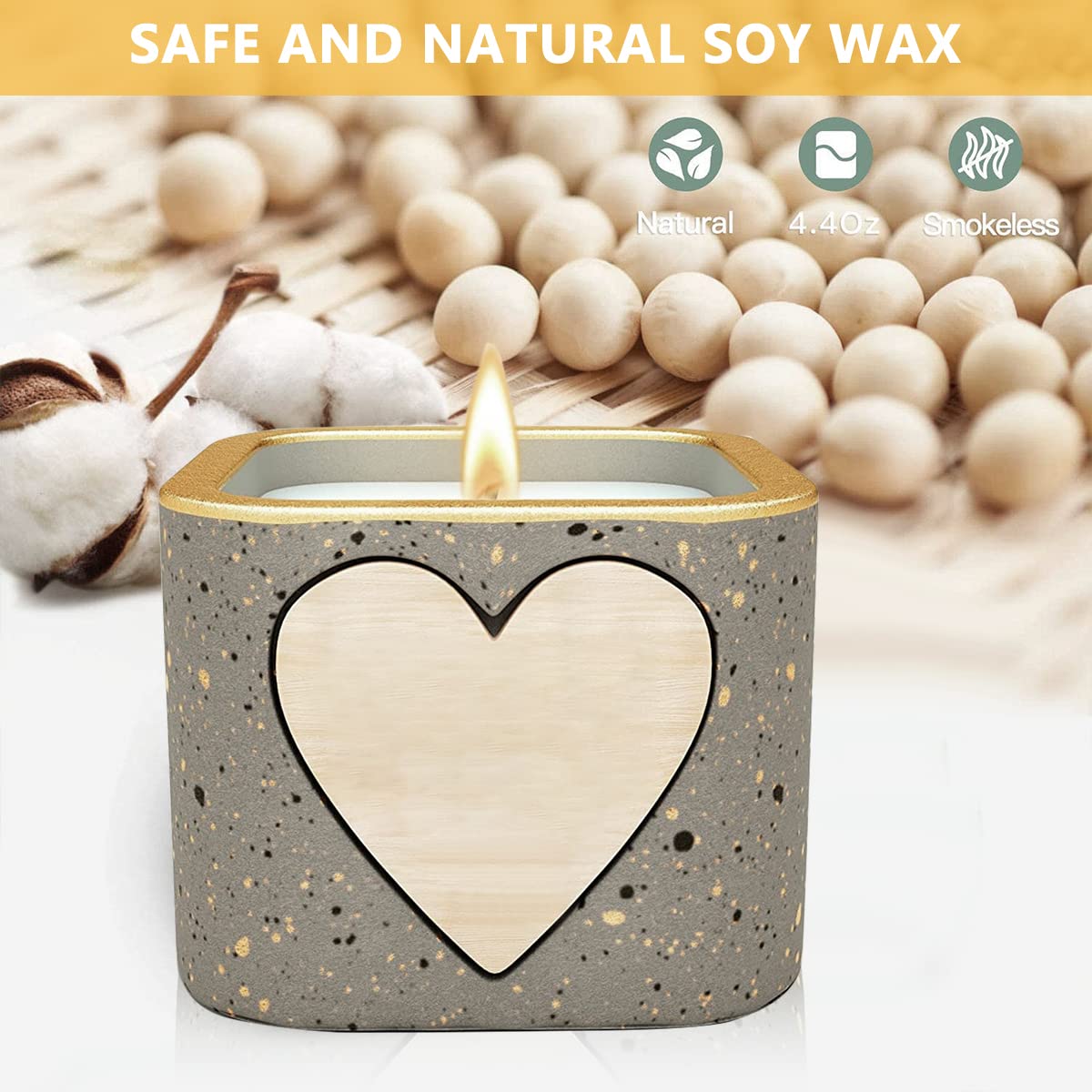 Scented Candle for Bedroom with 8×8×6cm Cement Cup and Wild Bluebell Cologne | Gift for Women