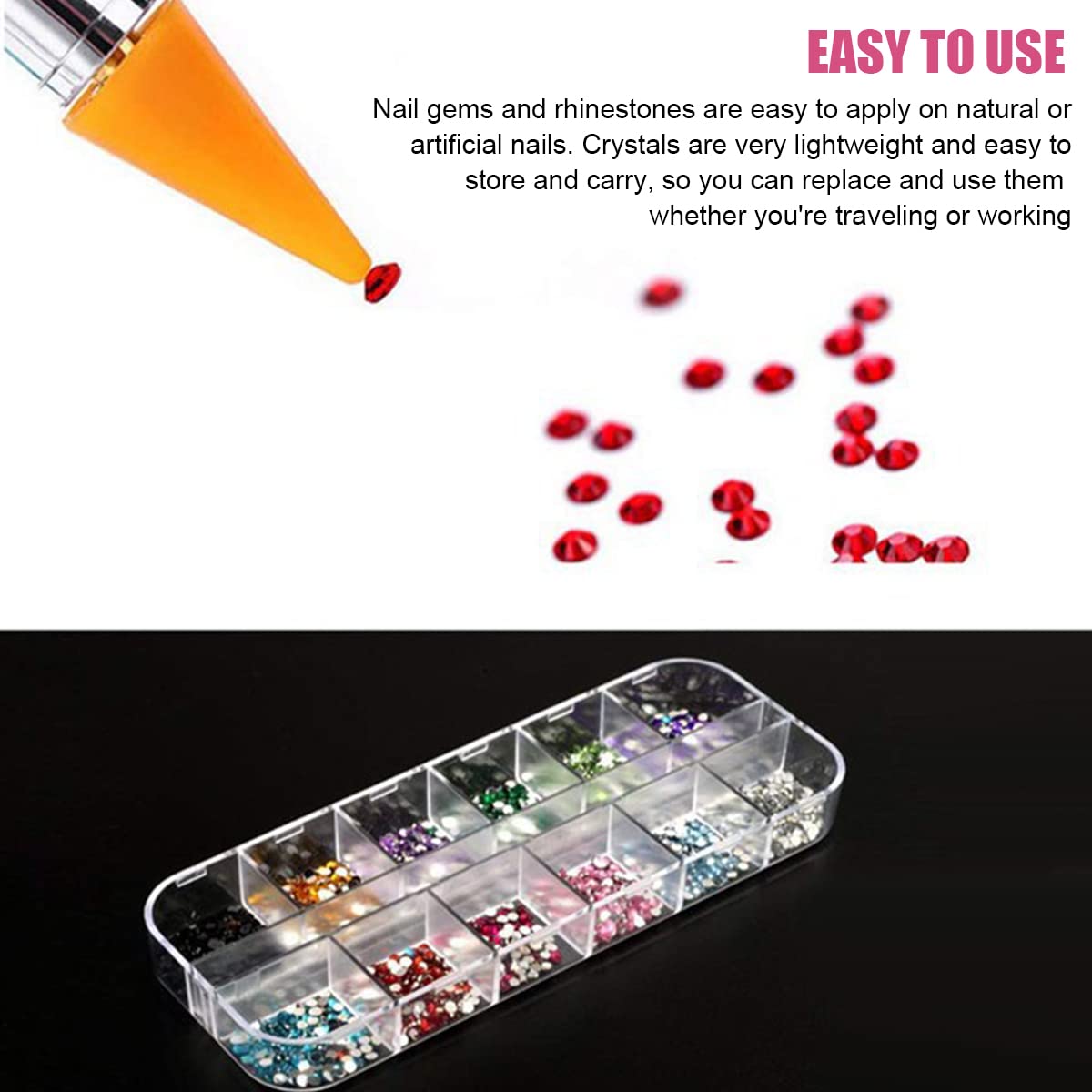 MAYCREATE Nail Art Kit for DIY Manicure and Crafts with 2400 Rhinestones & Tools Set | Face Gems and Pearl Stickers