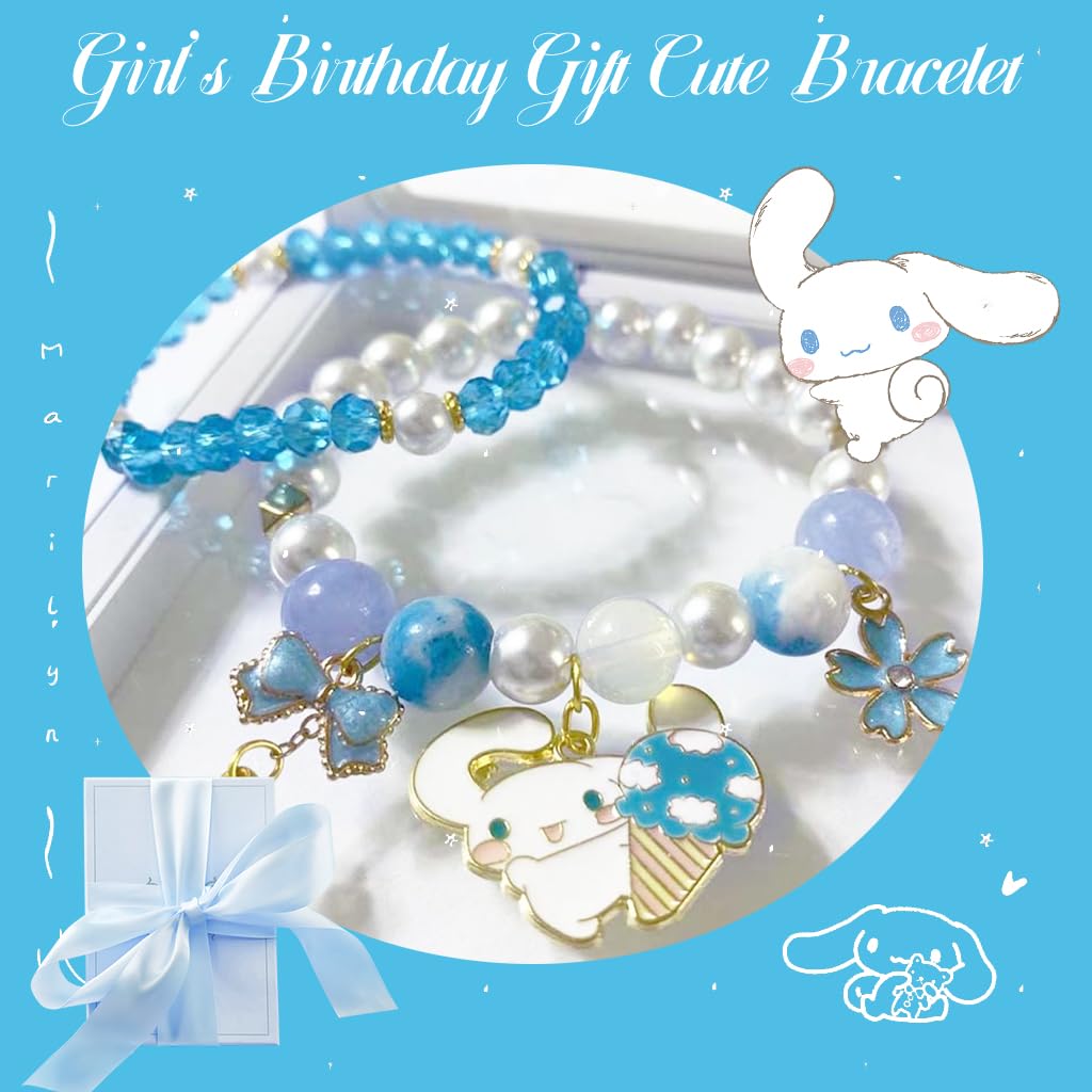 SANNIDHI Crystal Bracelet for Girls featuring Double Layer Beads and Cinnamoroll Charm | Cute Gift Jewelry