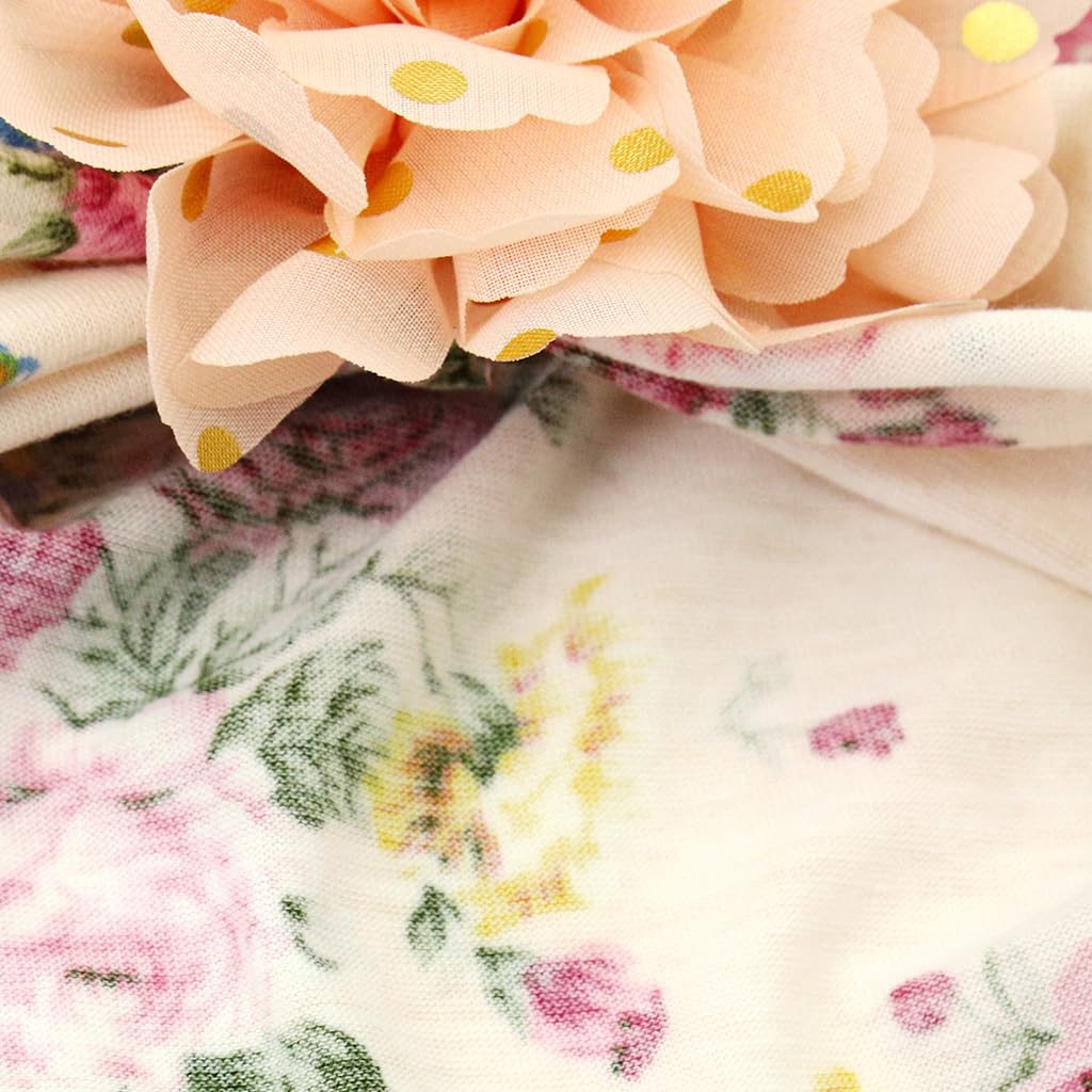 SNOWIE SOFT Turban Cap For Baby Girl,  Flower Printing Baby Cap Nylon Ventilate Kids Cap For Girls Warm Soft Baby Pullover Hat 3pcs set  Caps For Kids Beaty Baby Caps 1-2 Years Old For Kids